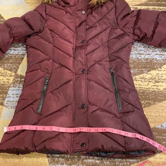NWT Madden Girl Juniors Faux-Fur Trim Hooded Merlot M - Picture 14 of 15